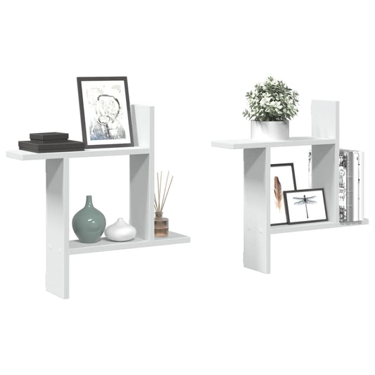 Wandschappen 2 st 50x12x50 cm bewerkt hout wit is nu te koop bij PeponiXL, paradijselijk wonen!