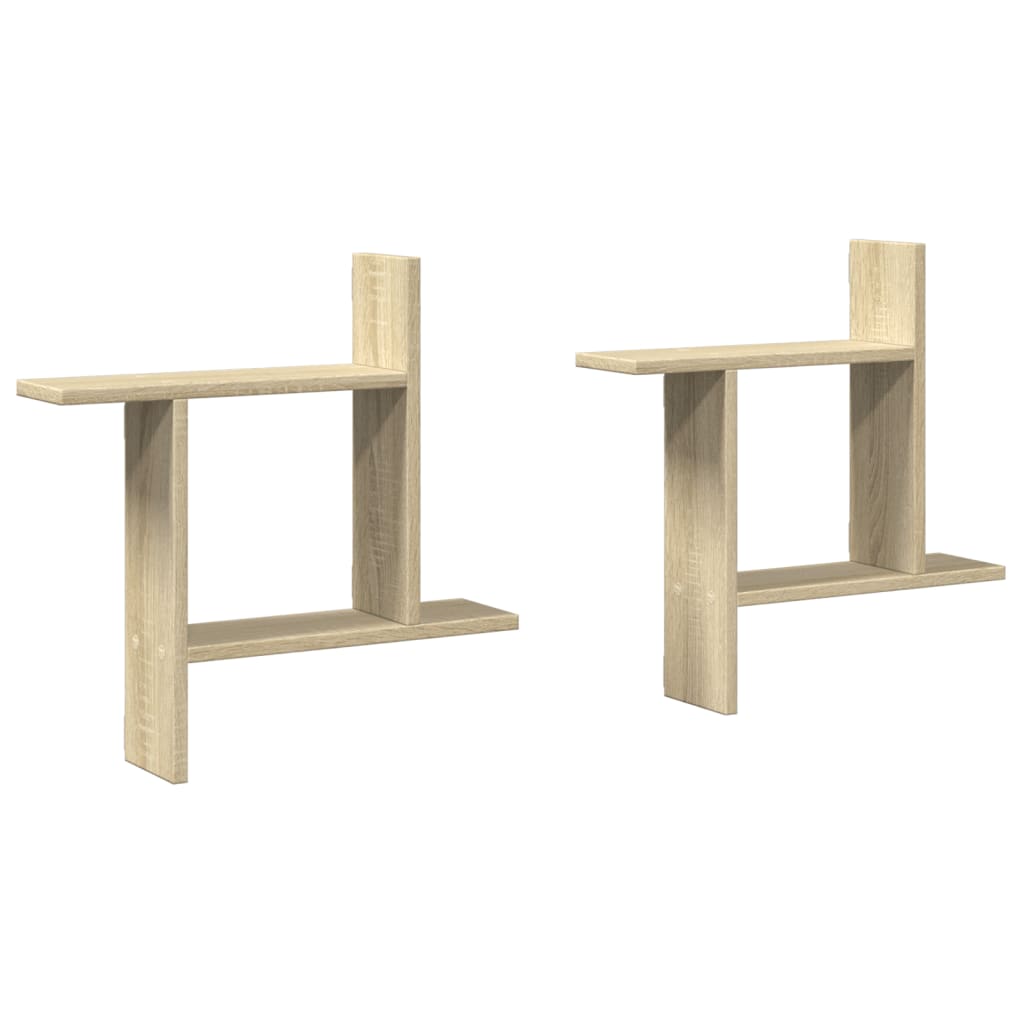 Wandschappen 2 st 50x12x50 cm bewerkt hout sonoma eikenkleurig is nu te koop bij PeponiXL, paradijselijk wonen!