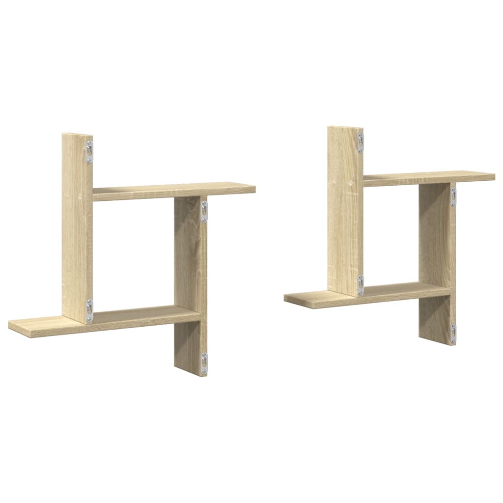 Wandschappen 2 st 50x12x50 cm bewerkt hout sonoma eikenkleurig is nu te koop bij PeponiXL, paradijselijk wonen!