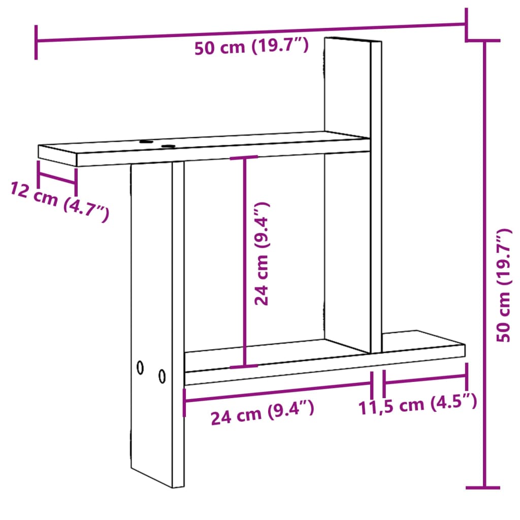 Wandschappen 2 st 50x12x50 cm bewerkt hout sonoma eikenkleurig is nu te koop bij PeponiXL, paradijselijk wonen!
