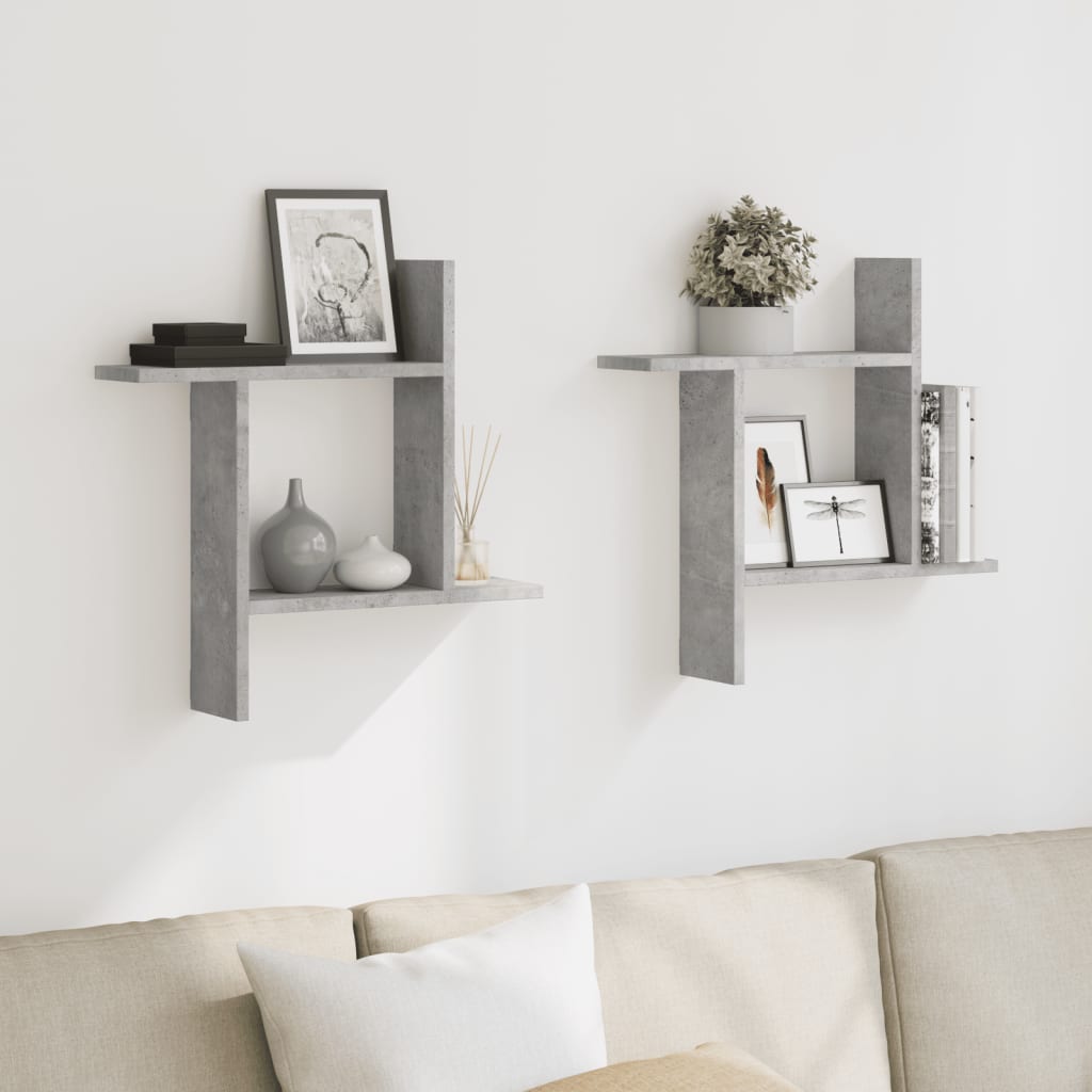Wandschappen 2 st 50x12x50 cm bewerkt hout betongrijs is nu te koop bij PeponiXL, paradijselijk wonen!