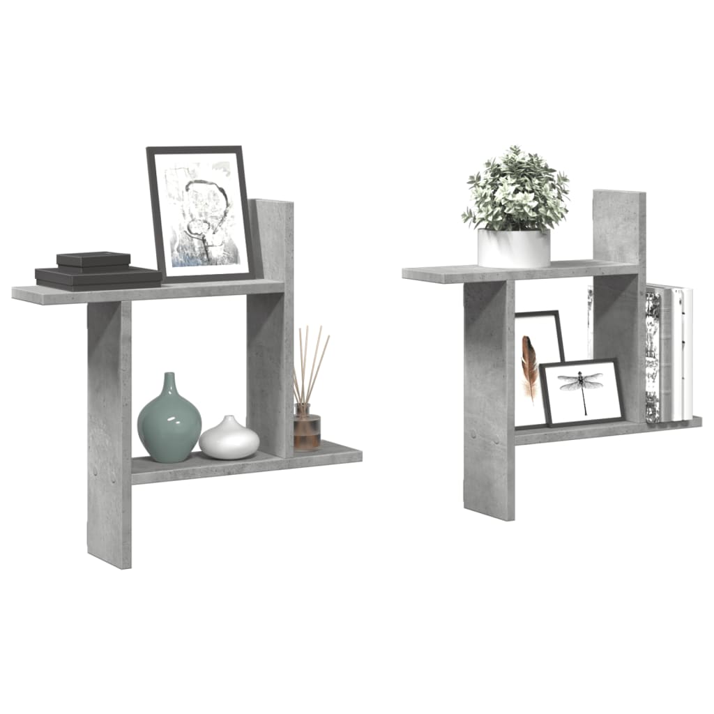 Wandschappen 2 st 50x12x50 cm bewerkt hout betongrijs is nu te koop bij PeponiXL, paradijselijk wonen!