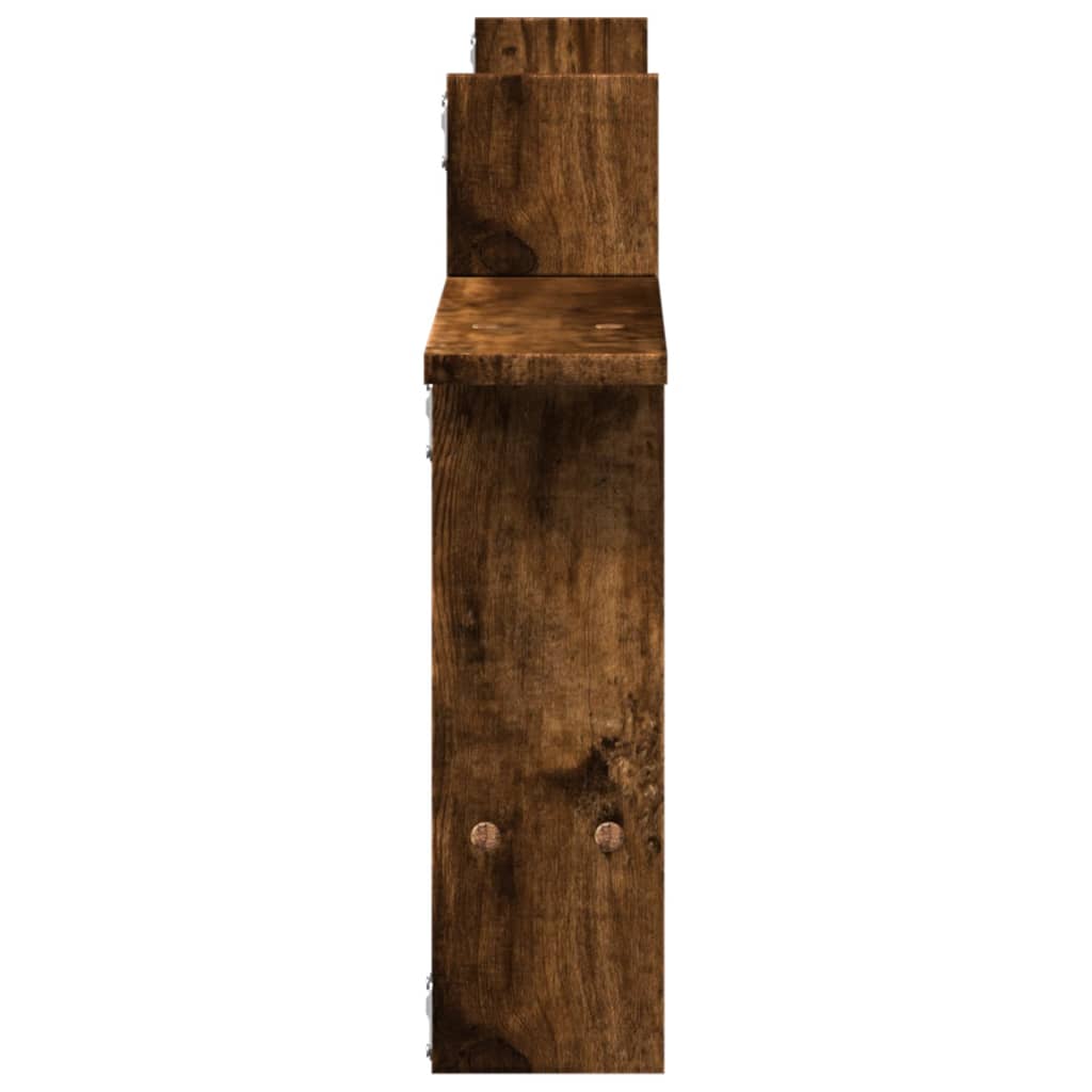 Wandschappen 2 st 50x12x50 cm bewerkt hout gerookt eikenkleurig is nu te koop bij PeponiXL, paradijselijk wonen!