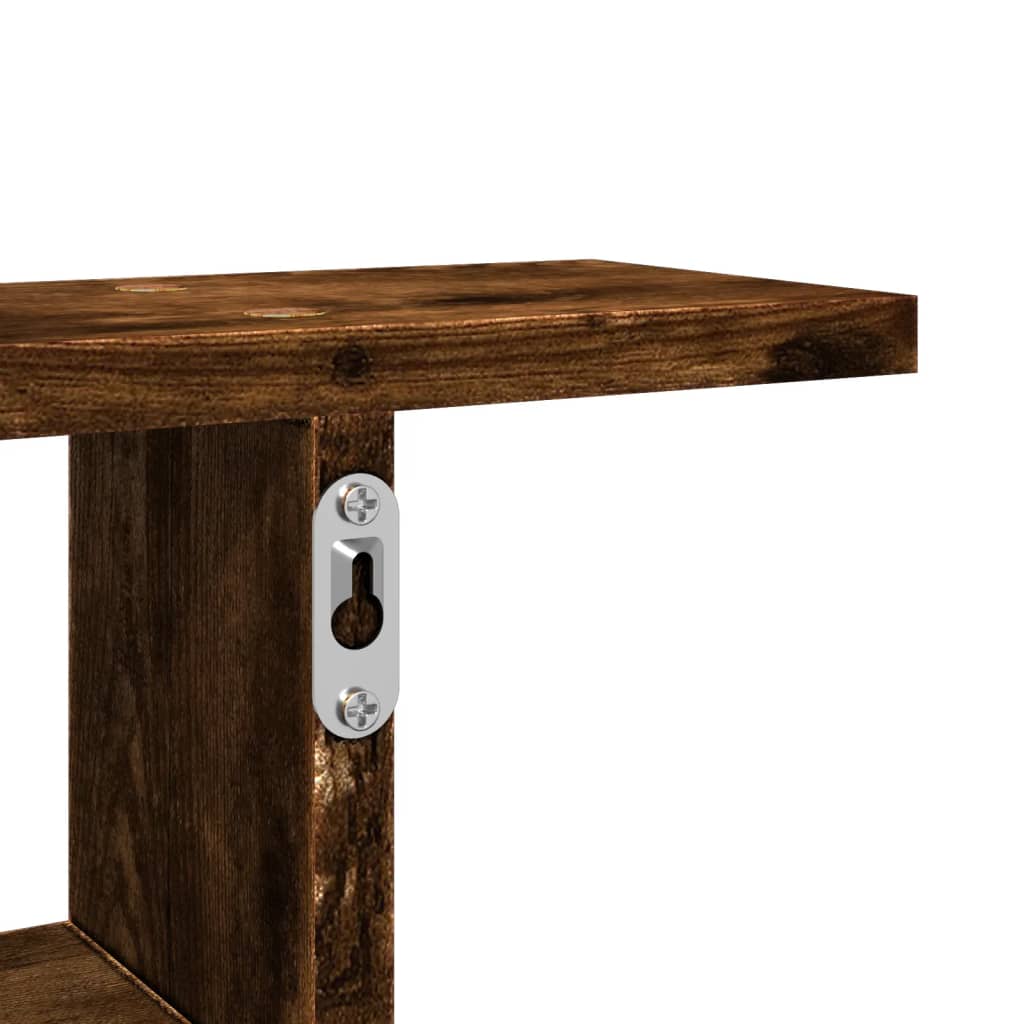 Wandschappen 2 st 50x12x50 cm bewerkt hout gerookt eikenkleurig is nu te koop bij PeponiXL, paradijselijk wonen!