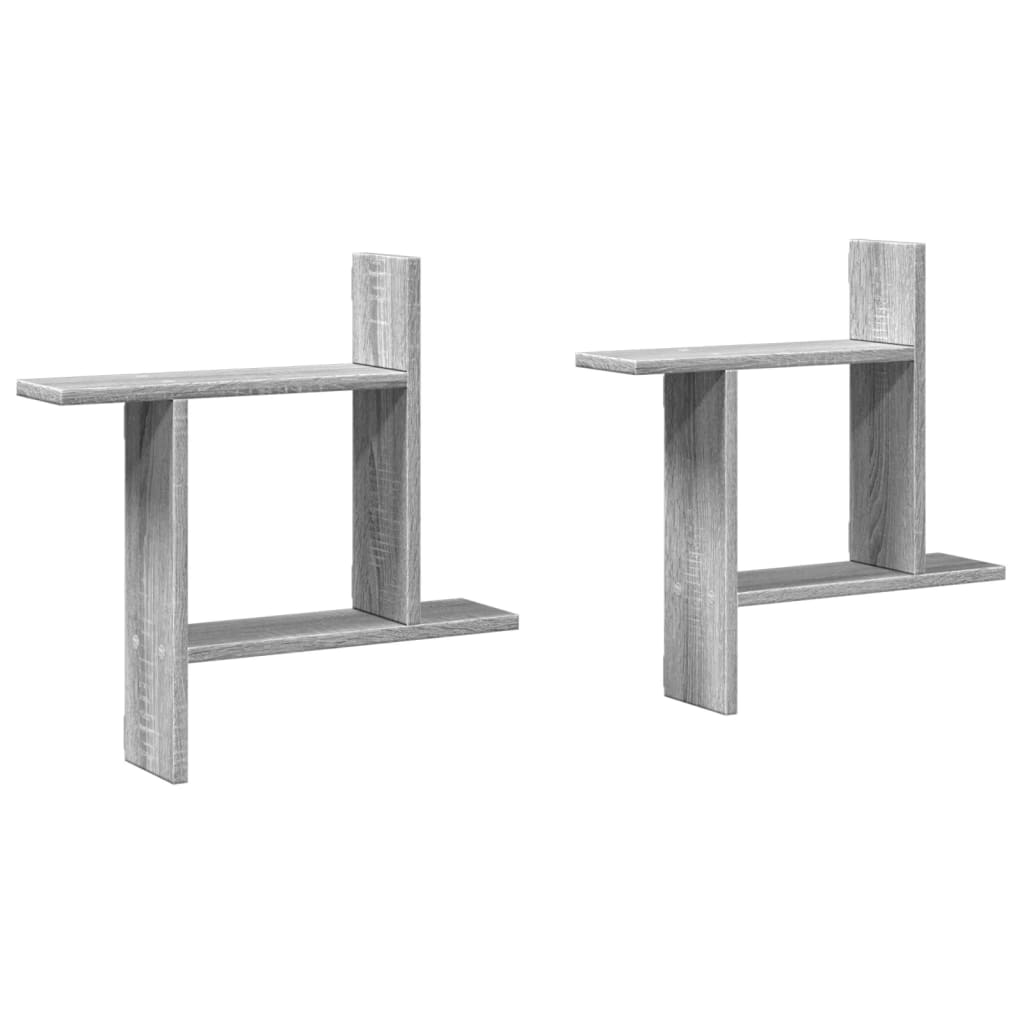Wandschappen 2 st 50x12x50 cm bewerkt hout grijs sonoma eiken is nu te koop bij PeponiXL, paradijselijk wonen!