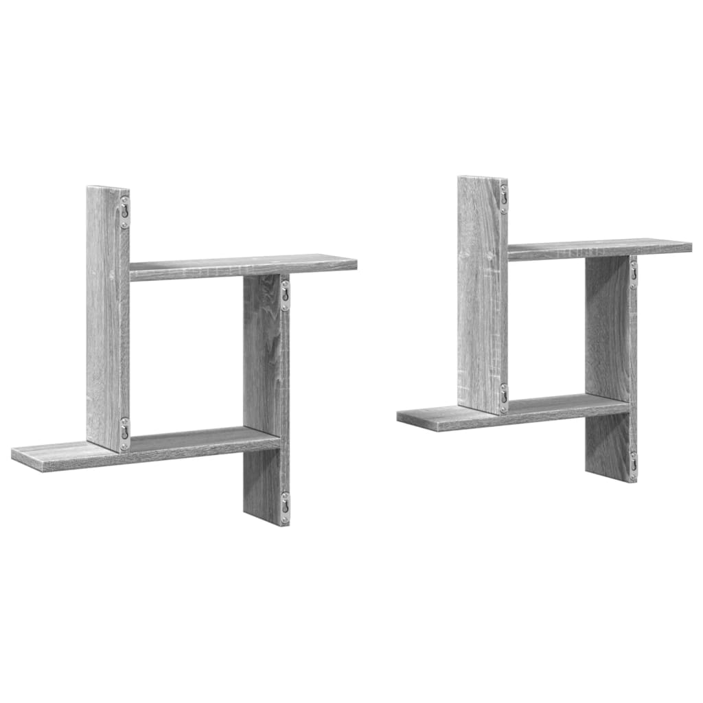 Wandschappen 2 st 50x12x50 cm bewerkt hout grijs sonoma eiken is nu te koop bij PeponiXL, paradijselijk wonen!