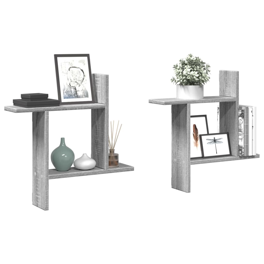 Wandschappen 2 st 50x12x50 cm bewerkt hout grijs sonoma eiken is nu te koop bij PeponiXL, paradijselijk wonen!