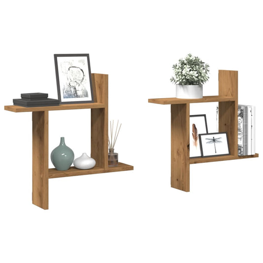 Wandschappen 2 st 50x12x50 cm bewerkt hout artisanaal eiken is nu te koop bij PeponiXL, paradijselijk wonen!