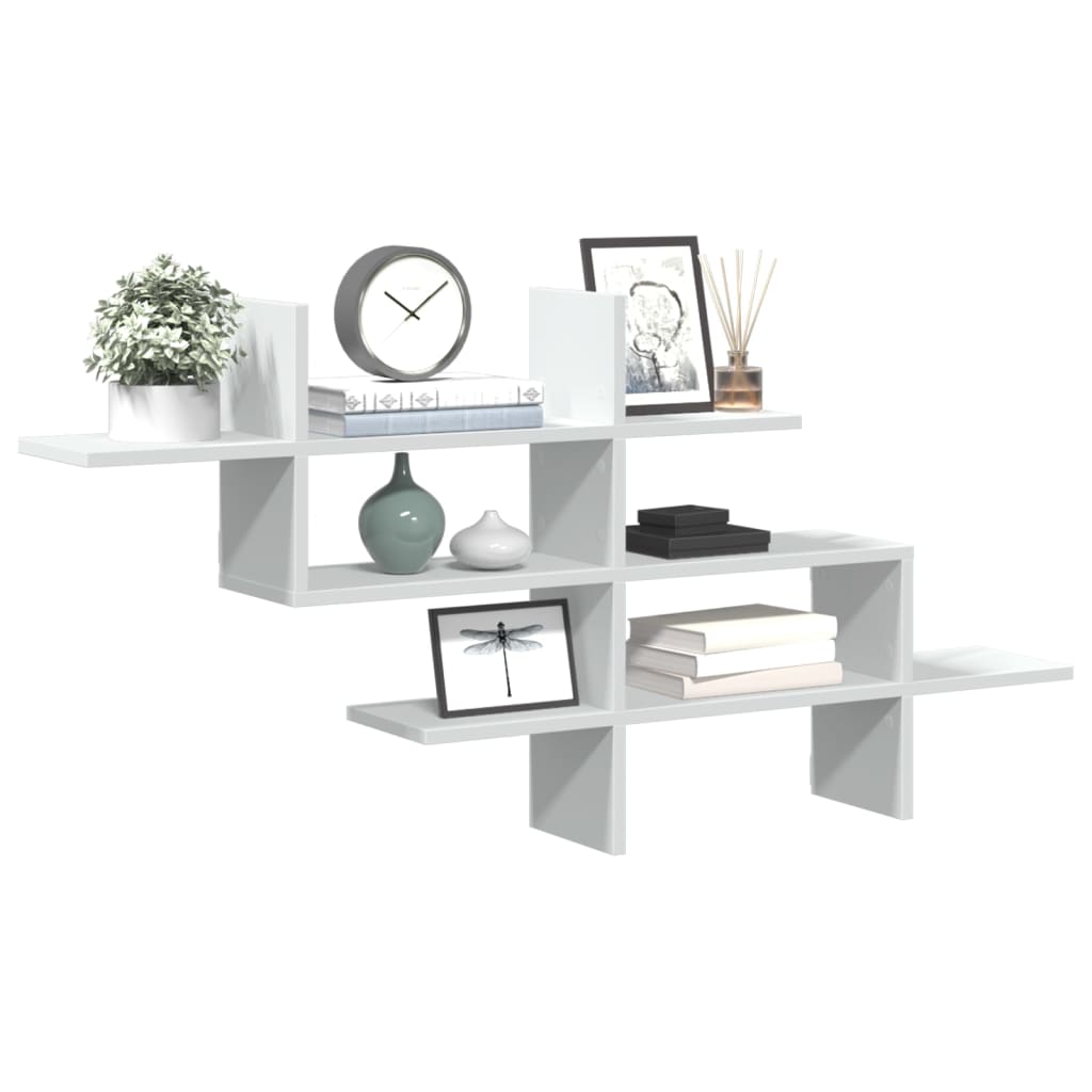 Wandschap 124,5x18x60,5 cm bewerkt hout wit is nu te koop bij PeponiXL, paradijselijk wonen!