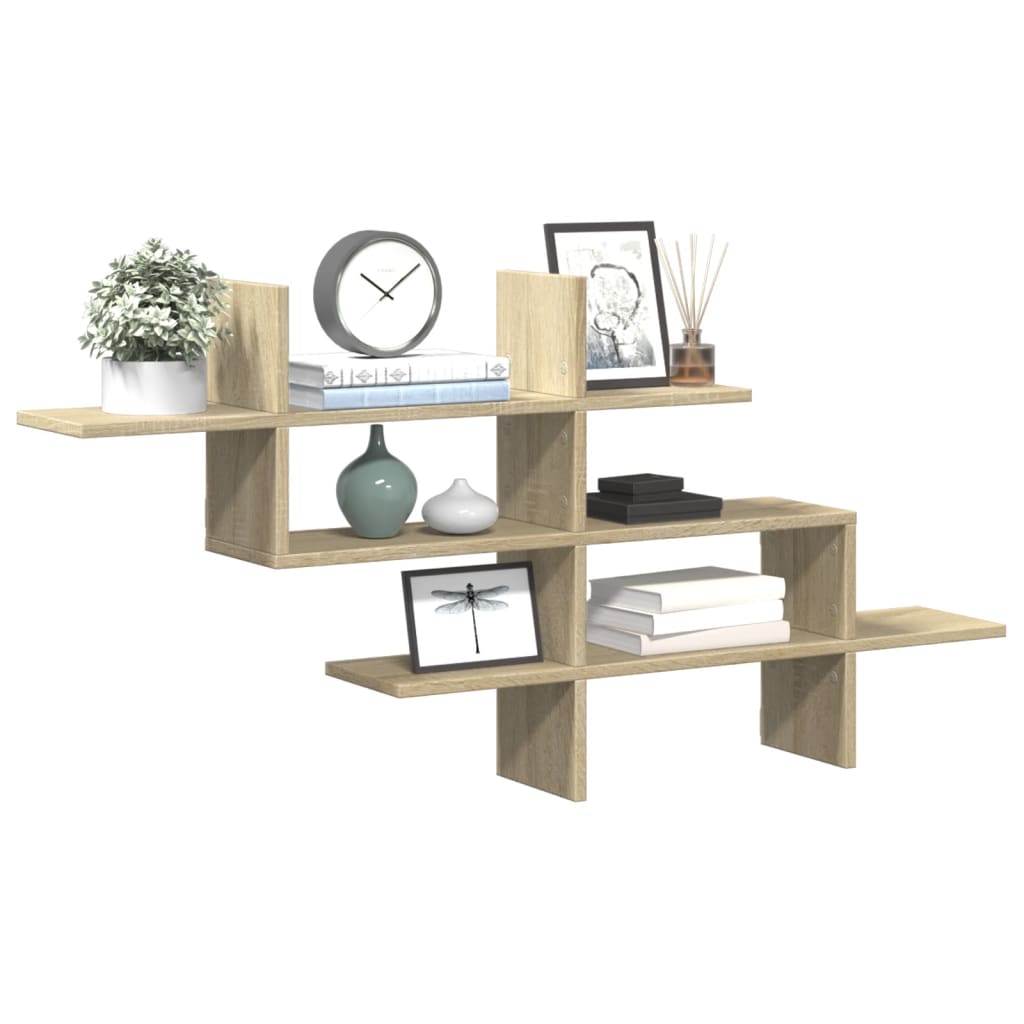 Wandschap 124,5x18x60,5 cm bewerkt hout sonoma eikenkleurig is nu te koop bij PeponiXL, paradijselijk wonen!
