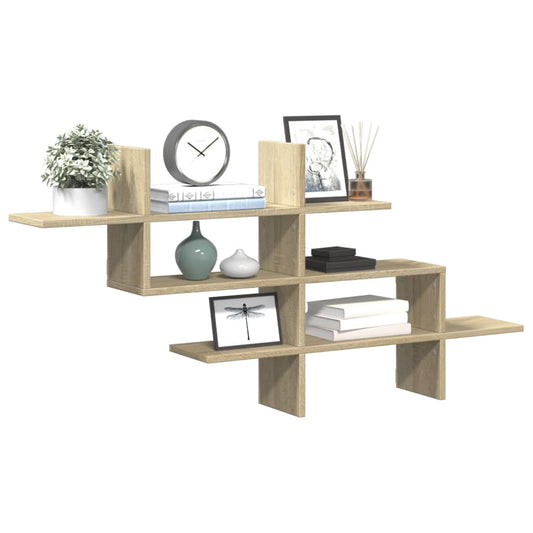 Wandschap 124,5x18x60,5 cm bewerkt hout sonoma eikenkleurig is nu te koop bij PeponiXL, paradijselijk wonen!