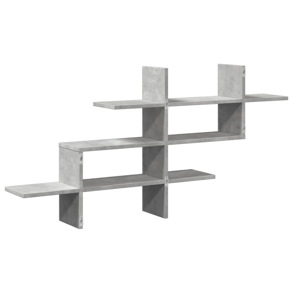 Wandschap 124,5x18x60,5 cm bewerkt hout betongrijs is nu te koop bij PeponiXL, paradijselijk wonen!