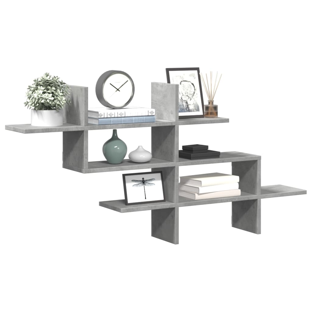 Wandschap 124,5x18x60,5 cm bewerkt hout betongrijs is nu te koop bij PeponiXL, paradijselijk wonen!