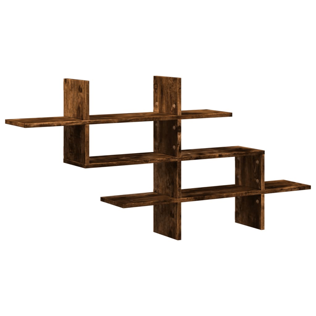 Wandschap 124,5x18x60,5 cm bewerkt hout gerookt eikenkleurig is nu te koop bij PeponiXL, paradijselijk wonen!