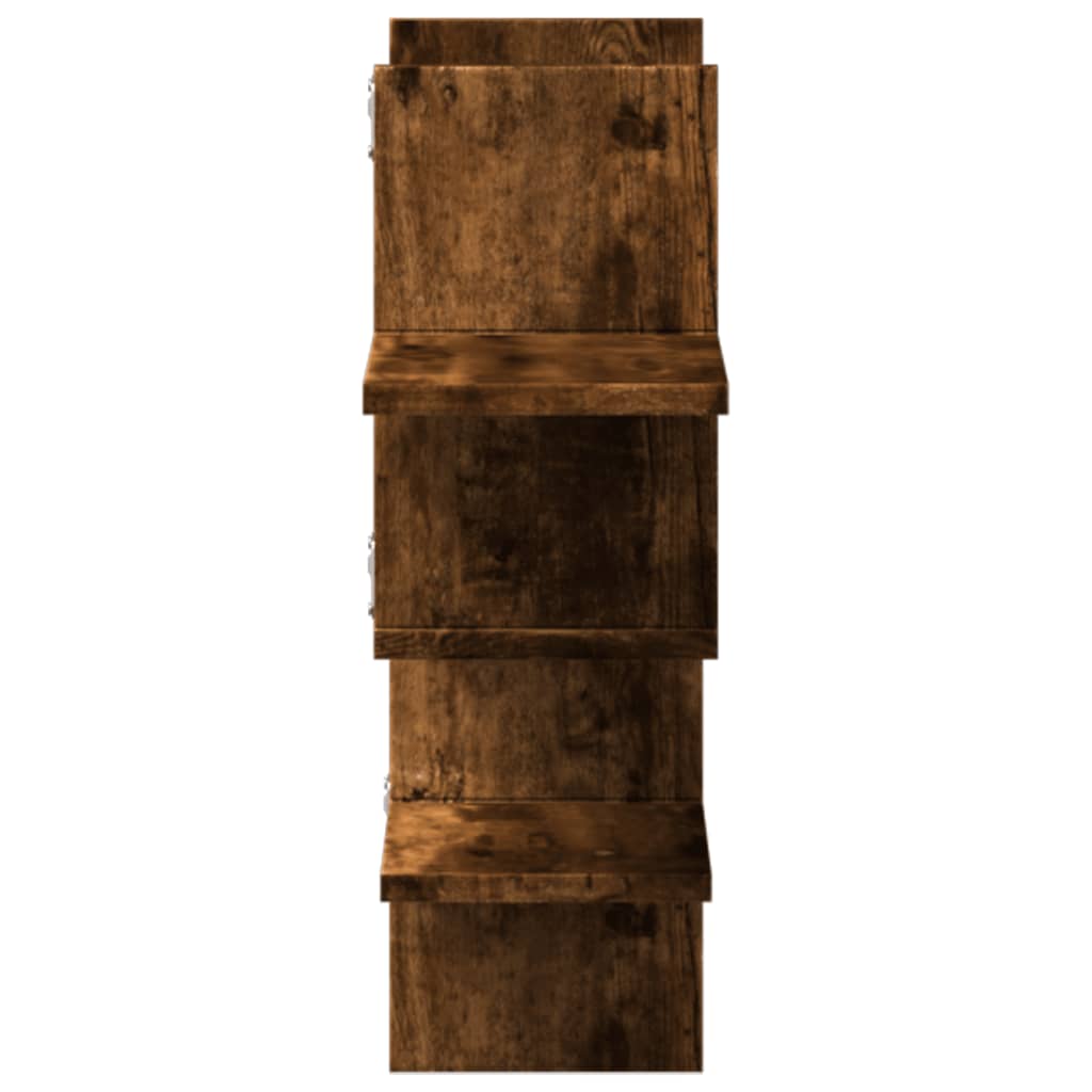 Wandschap 124,5x18x60,5 cm bewerkt hout gerookt eikenkleurig is nu te koop bij PeponiXL, paradijselijk wonen!