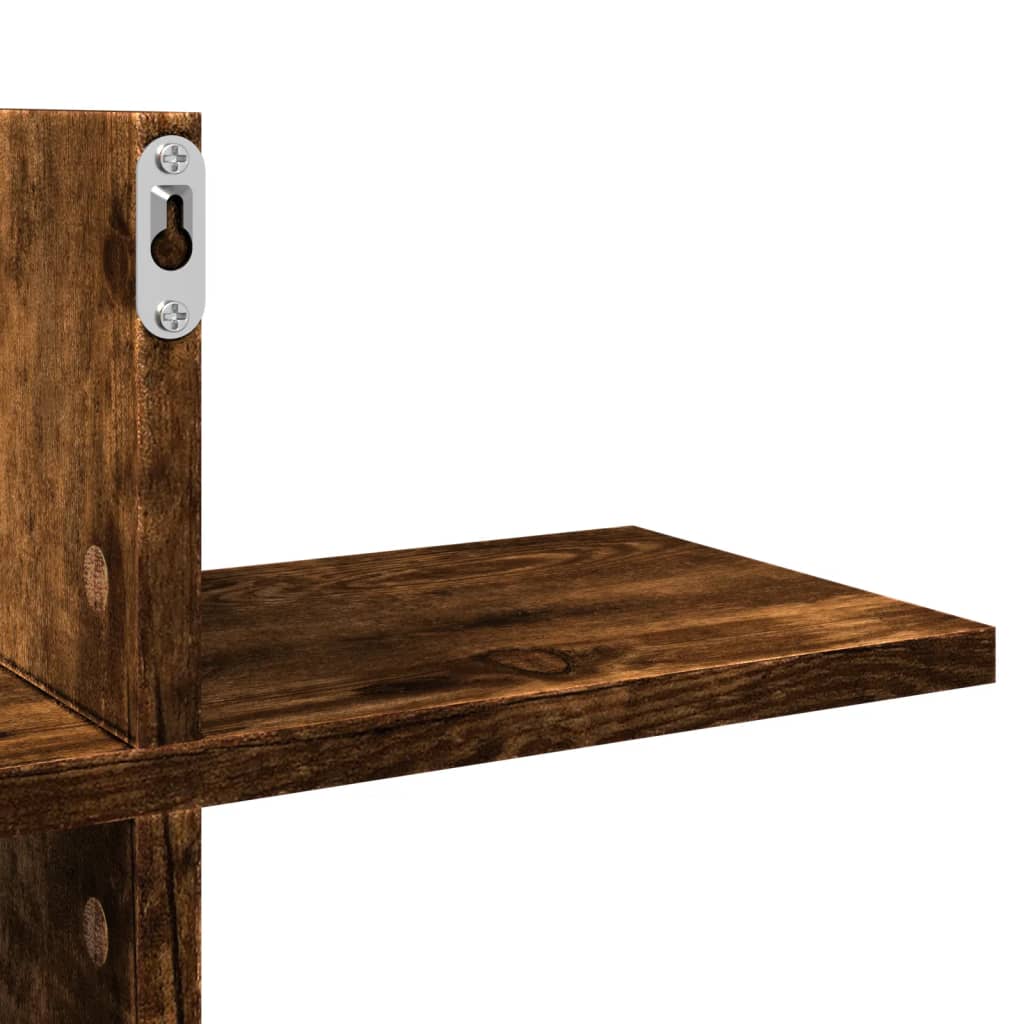 Wandschap 124,5x18x60,5 cm bewerkt hout gerookt eikenkleurig is nu te koop bij PeponiXL, paradijselijk wonen!