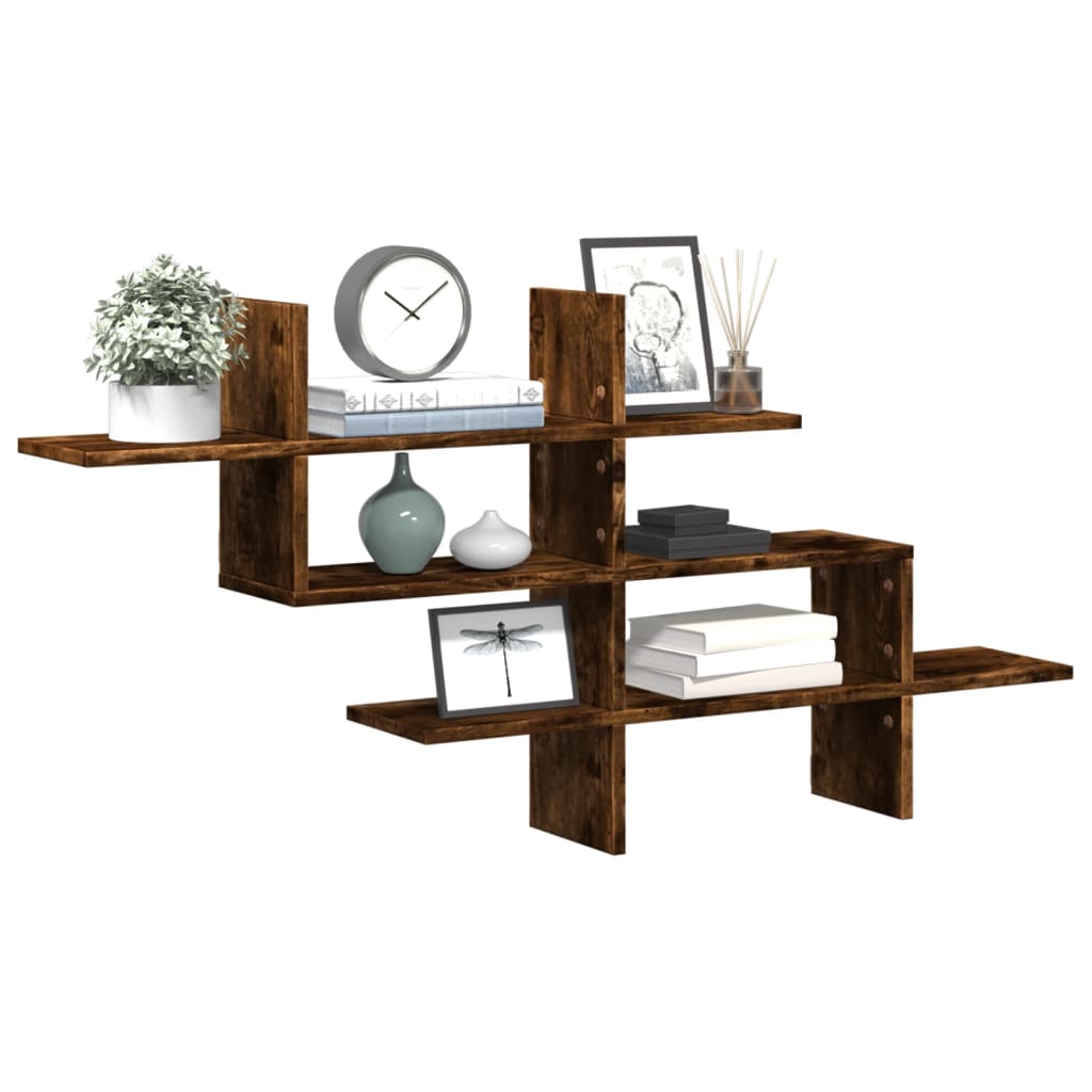 Wandschap 124,5x18x60,5 cm bewerkt hout gerookt eikenkleurig is nu te koop bij PeponiXL, paradijselijk wonen!