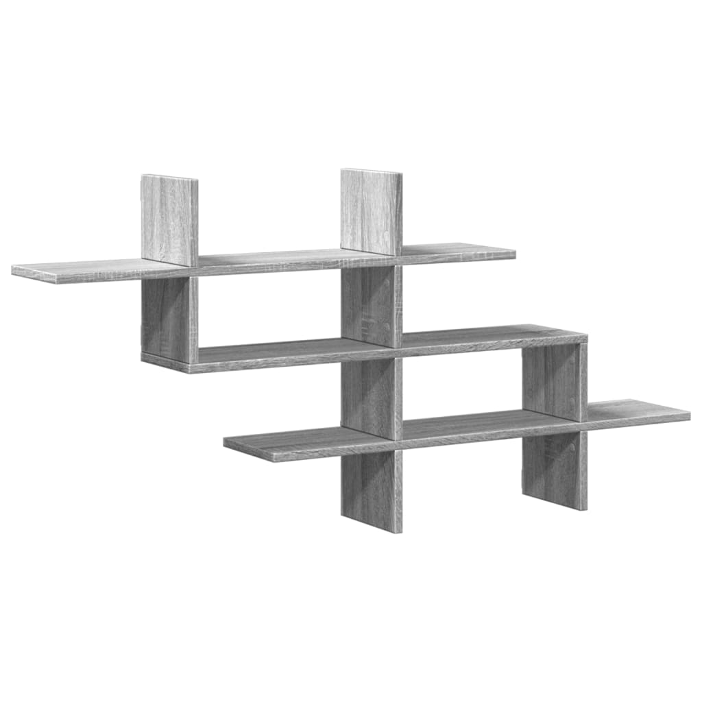 Wandschap 124,5x18x60,5 cm bewerkt hout grijs sonoma eikenkleur is nu te koop bij PeponiXL, paradijselijk wonen!