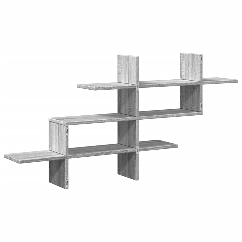 Wandschap 124,5x18x60,5 cm bewerkt hout grijs sonoma eikenkleur is nu te koop bij PeponiXL, paradijselijk wonen!