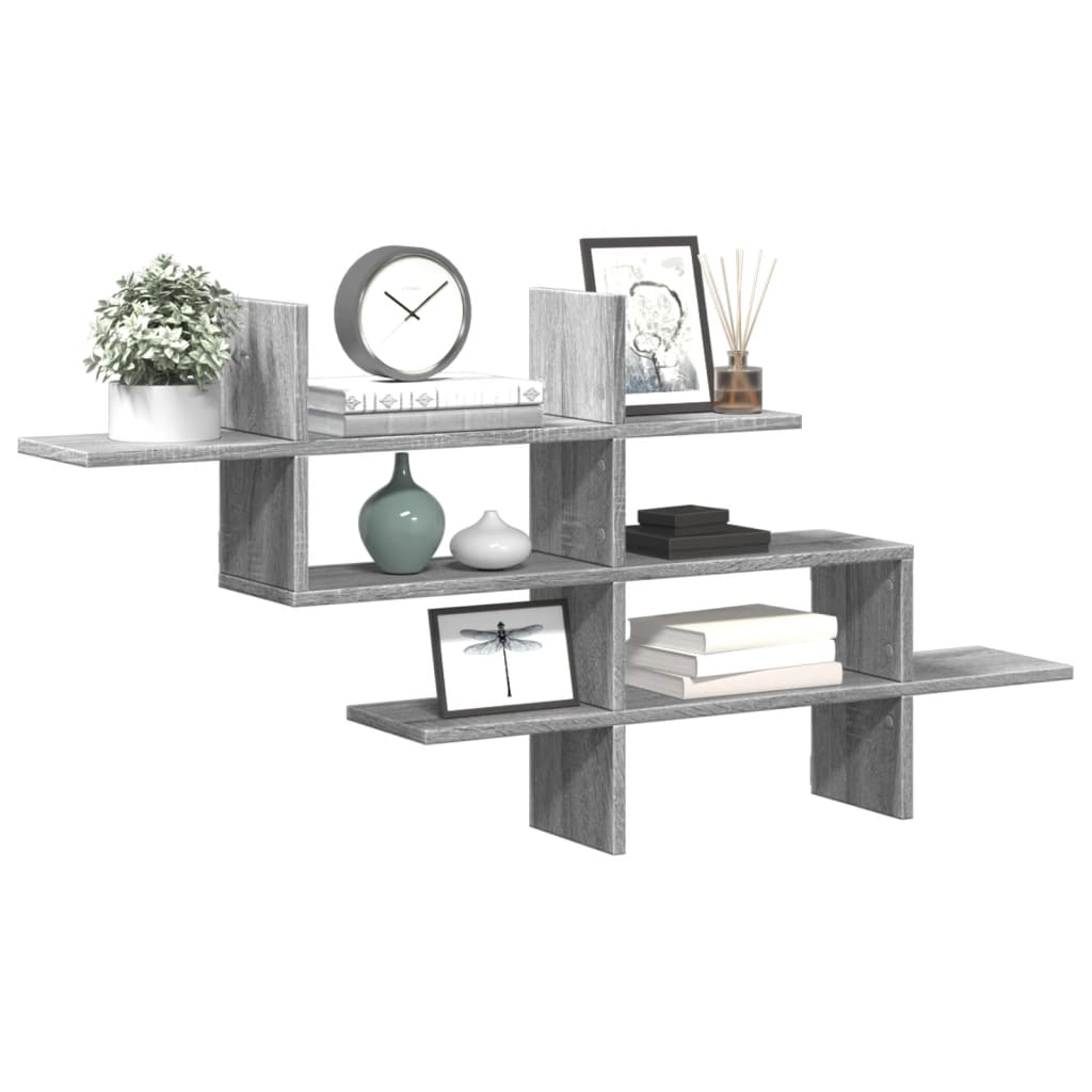 Wandschap 124,5x18x60,5 cm bewerkt hout grijs sonoma eikenkleur is nu te koop bij PeponiXL, paradijselijk wonen!