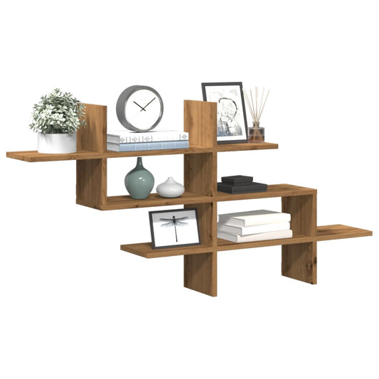 Wandschap 124,5x18x60,5 cm bewerkt hout artisanaal eikenkleurig is nu te koop bij PeponiXL, paradijselijk wonen!