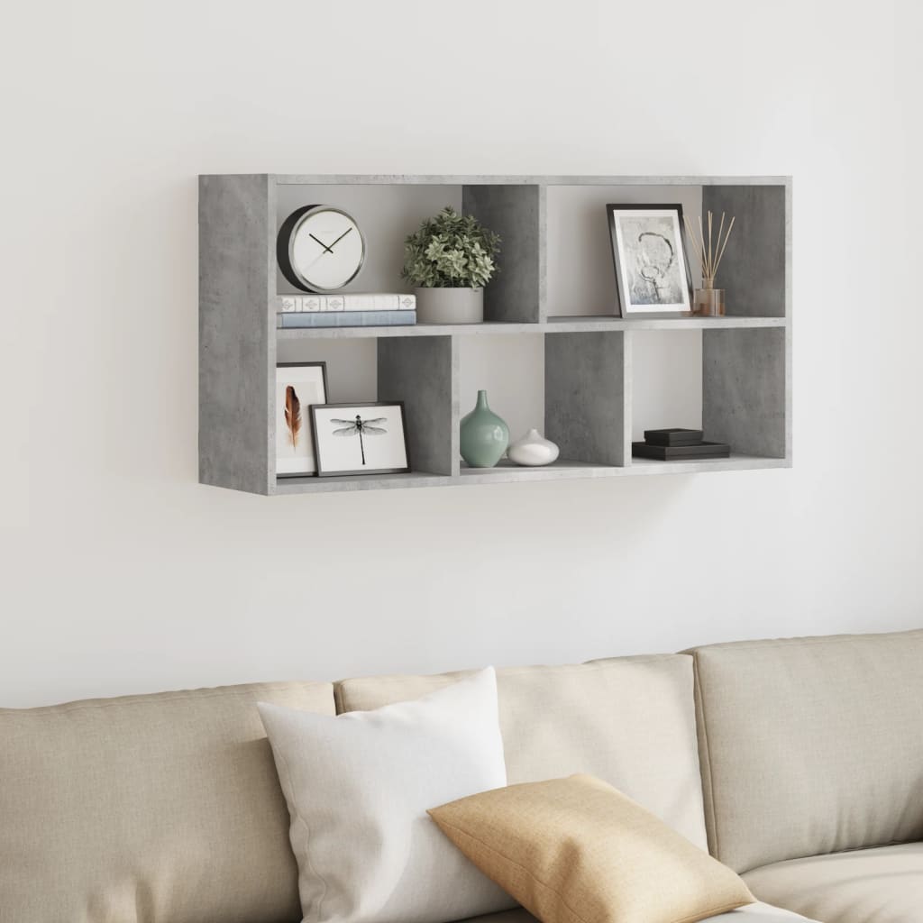 Wandschap 100x25x50 cm bewerkt hout betongrijs is nu te koop bij PeponiXL, paradijselijk wonen!