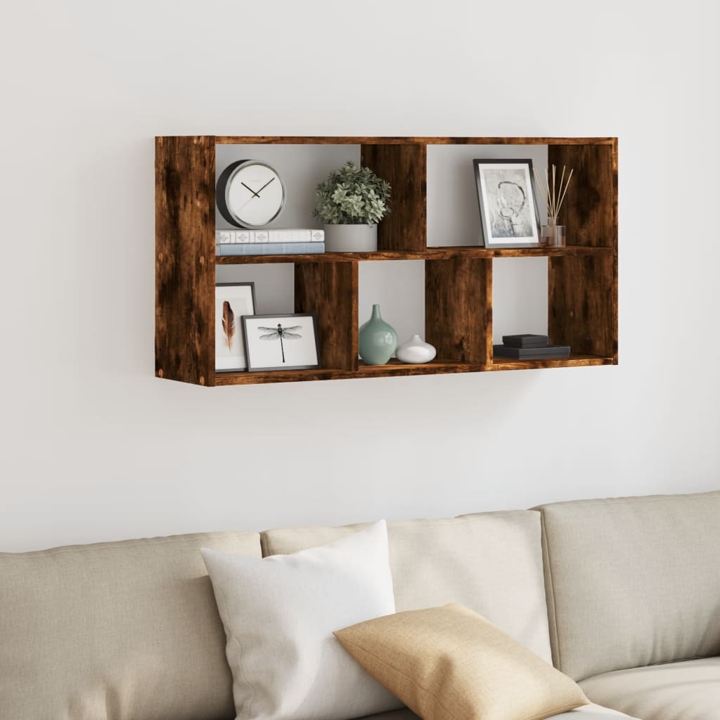 Wandschap 100x25x50 cm bewerkt hout gerookt eikenkleurig is nu te koop bij PeponiXL, paradijselijk wonen!