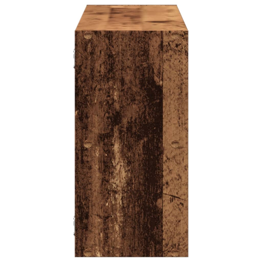 Wandschap 100x25x50 cm bewerkt hout oud houtkleurig is nu te koop bij PeponiXL, paradijselijk wonen!