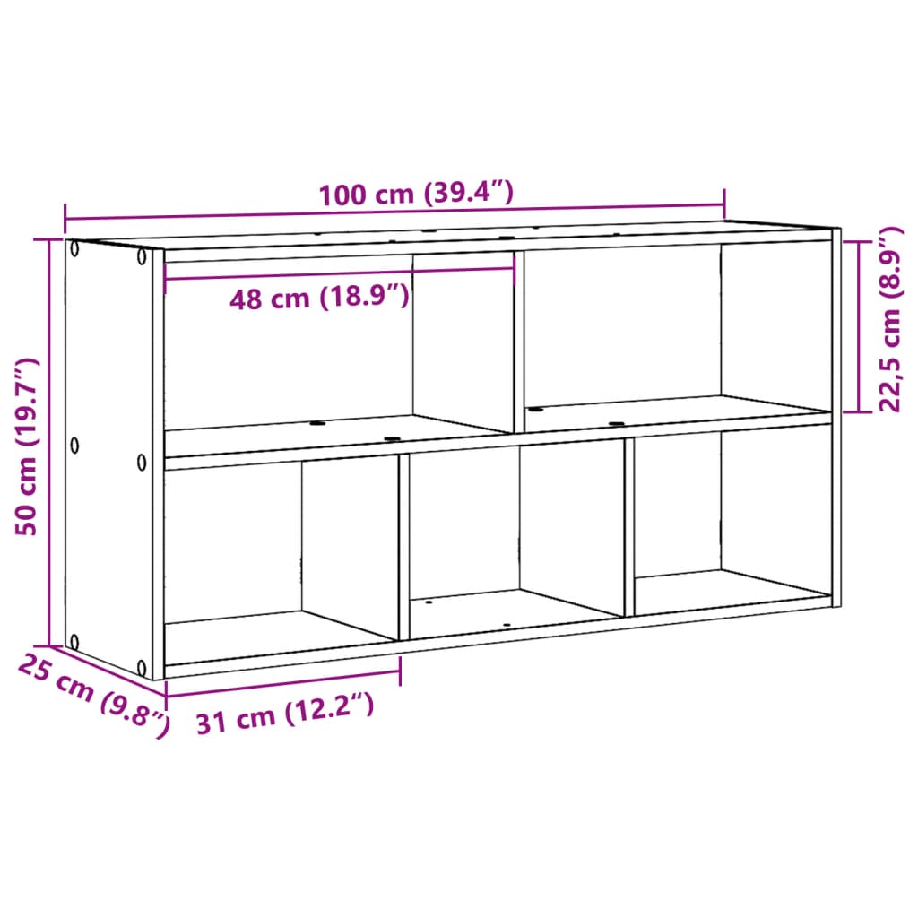Wandschap 100x25x50 cm bewerkt hout oud houtkleurig is nu te koop bij PeponiXL, paradijselijk wonen!