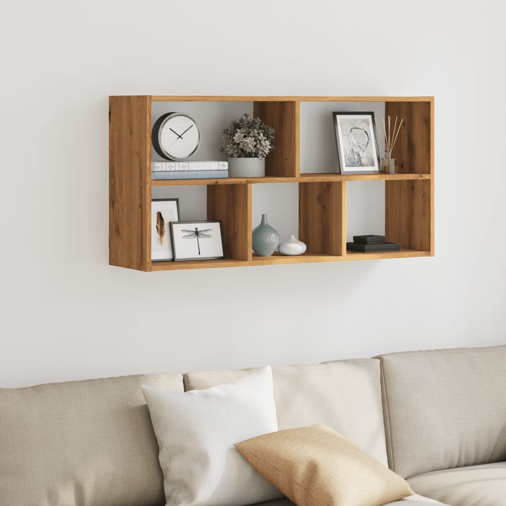Wandschap 100x25x50 cm bewerkt hout artisanaal eikenkleurig is nu te koop bij PeponiXL, paradijselijk wonen!