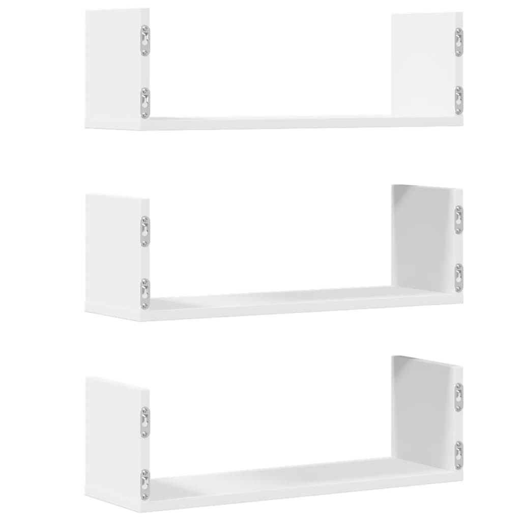 Wandschappen 3 st 58x18x18 cm bewerkt hout wit is nu te koop bij PeponiXL, paradijselijk wonen!