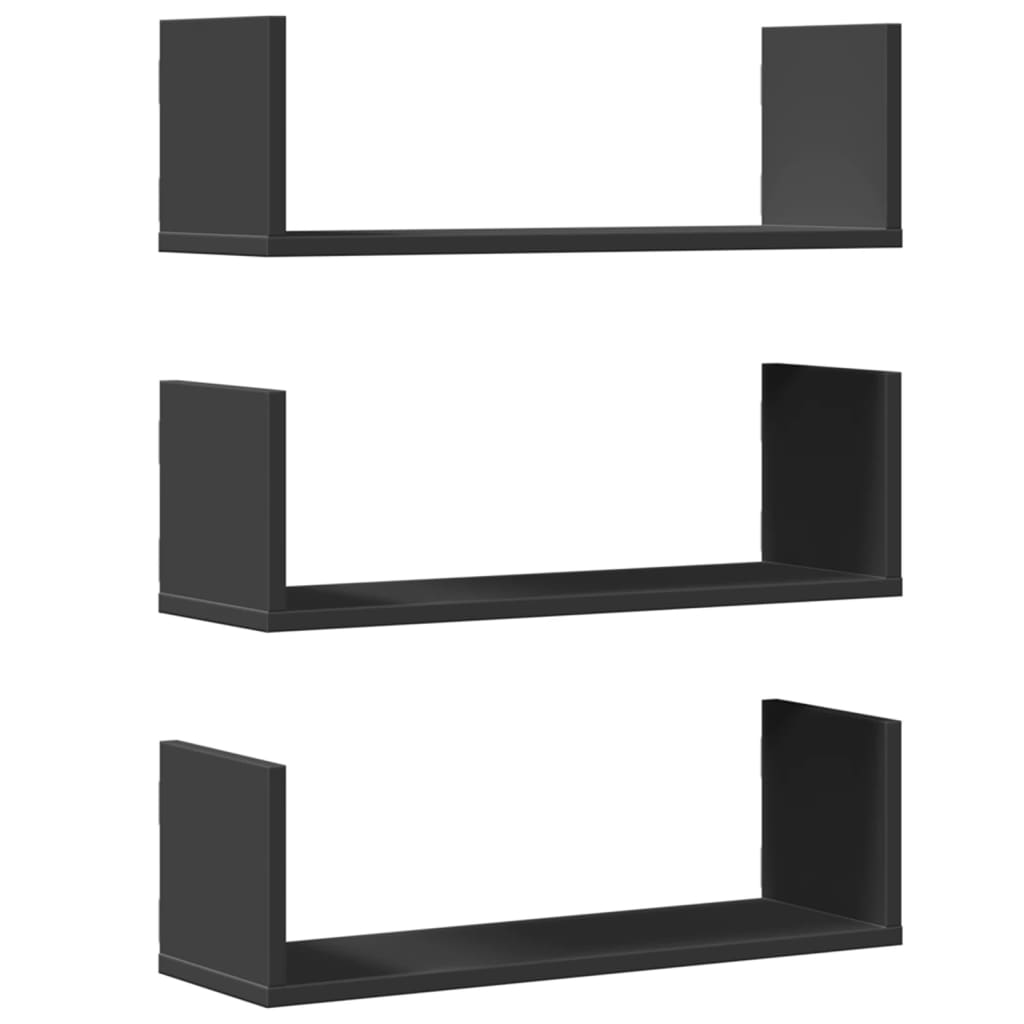 Wandschappen 3 st 58x18x18 cm bewerkt hout zwart is nu te koop bij PeponiXL, paradijselijk wonen!