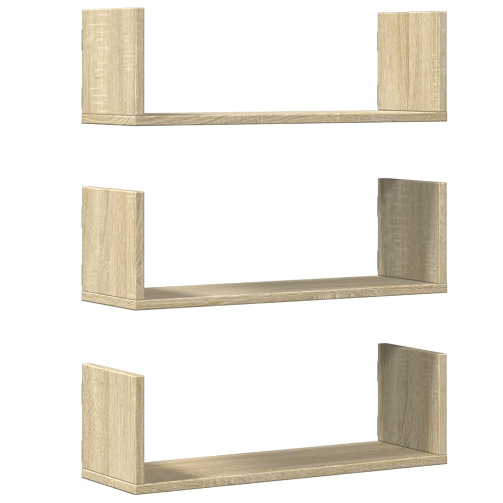Wandschappen 3 st 58x18x18 cm spaanplaat sonoma eikenkleurig is nu te koop bij PeponiXL, paradijselijk wonen!