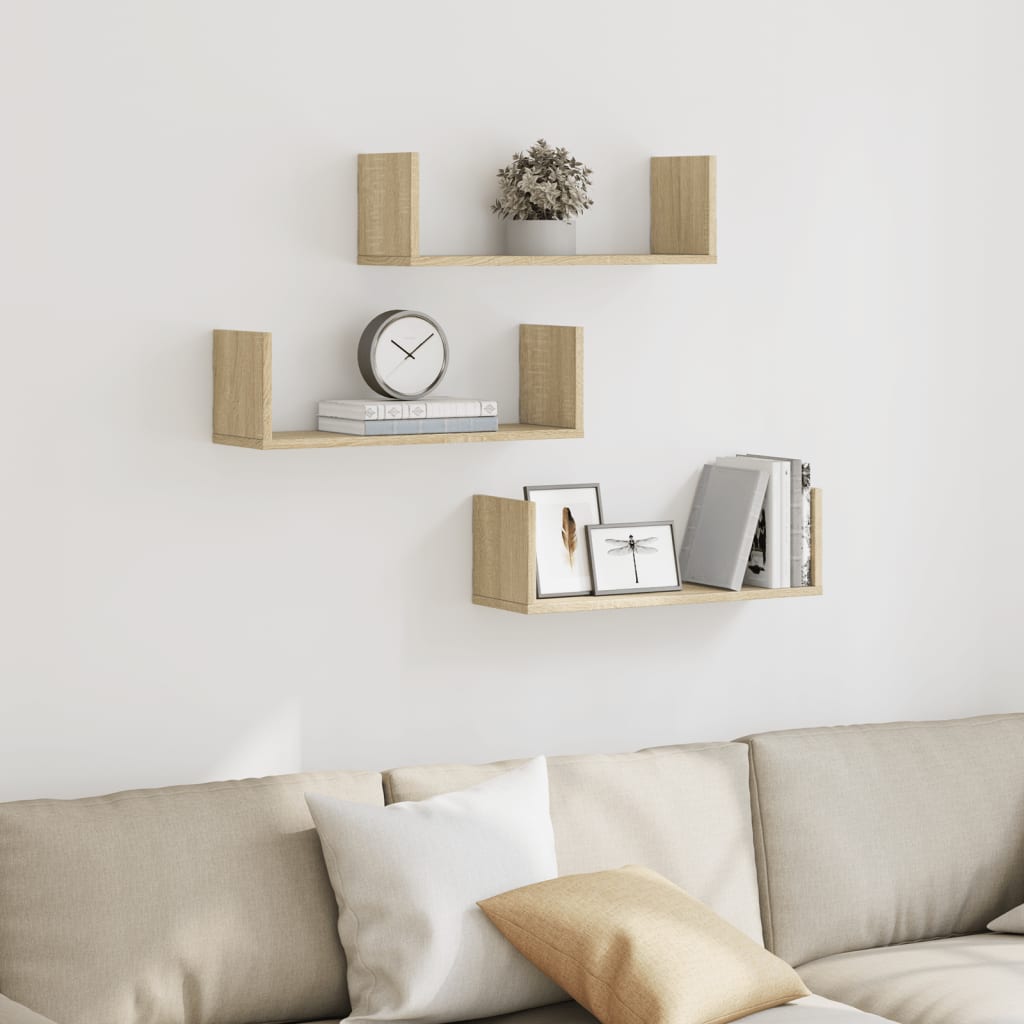 Wandschappen 3 st 58x18x18 cm spaanplaat sonoma eikenkleurig is nu te koop bij PeponiXL, paradijselijk wonen!