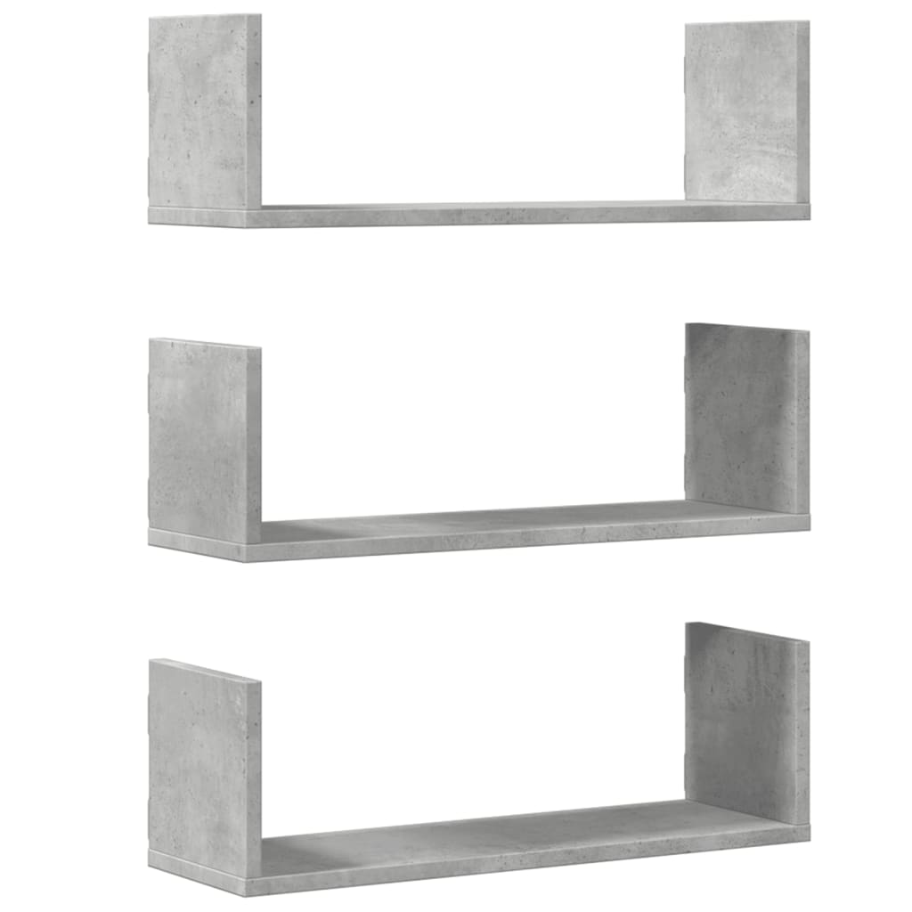 Wandschappen 3 st 58x18x18 cm bewerkt hout betongrijs is nu te koop bij PeponiXL, paradijselijk wonen!