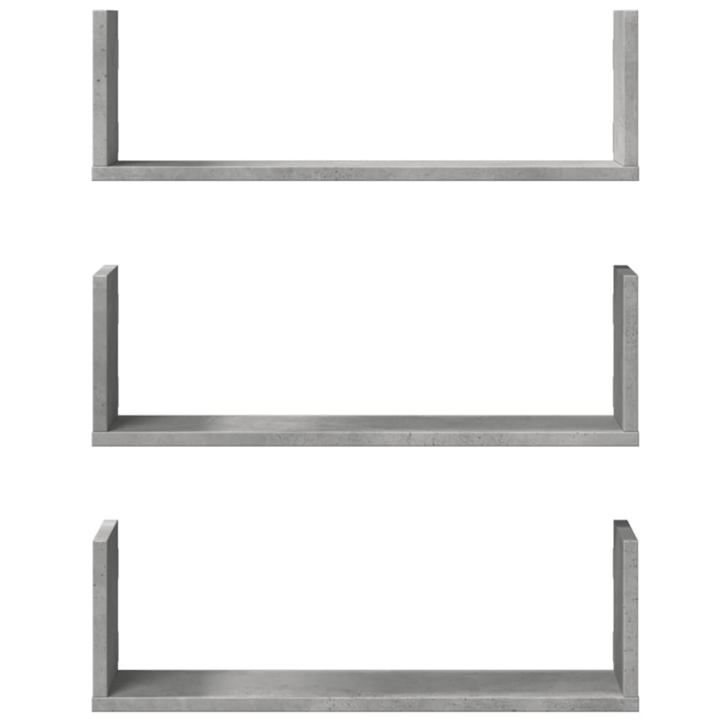 Wandschappen 3 st 58x18x18 cm bewerkt hout betongrijs is nu te koop bij PeponiXL, paradijselijk wonen!