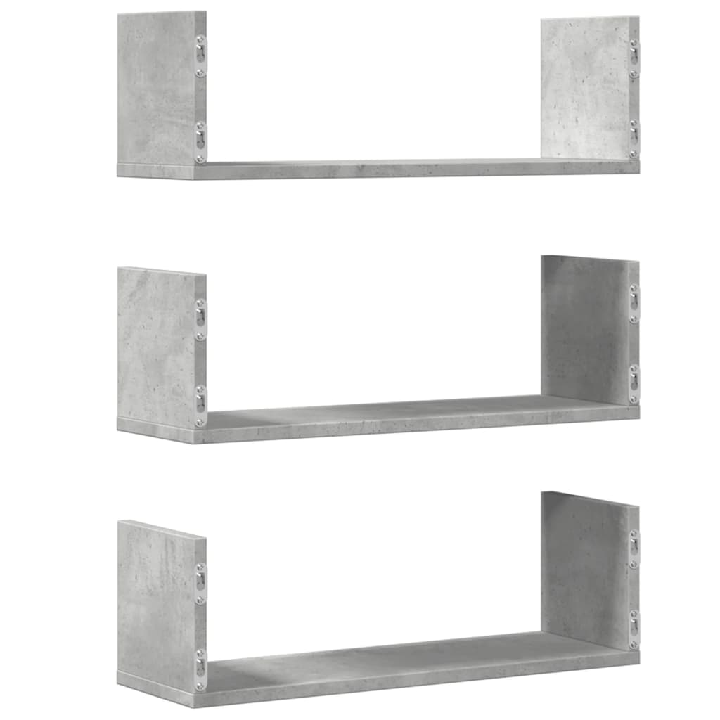 Wandschappen 3 st 58x18x18 cm bewerkt hout betongrijs is nu te koop bij PeponiXL, paradijselijk wonen!
