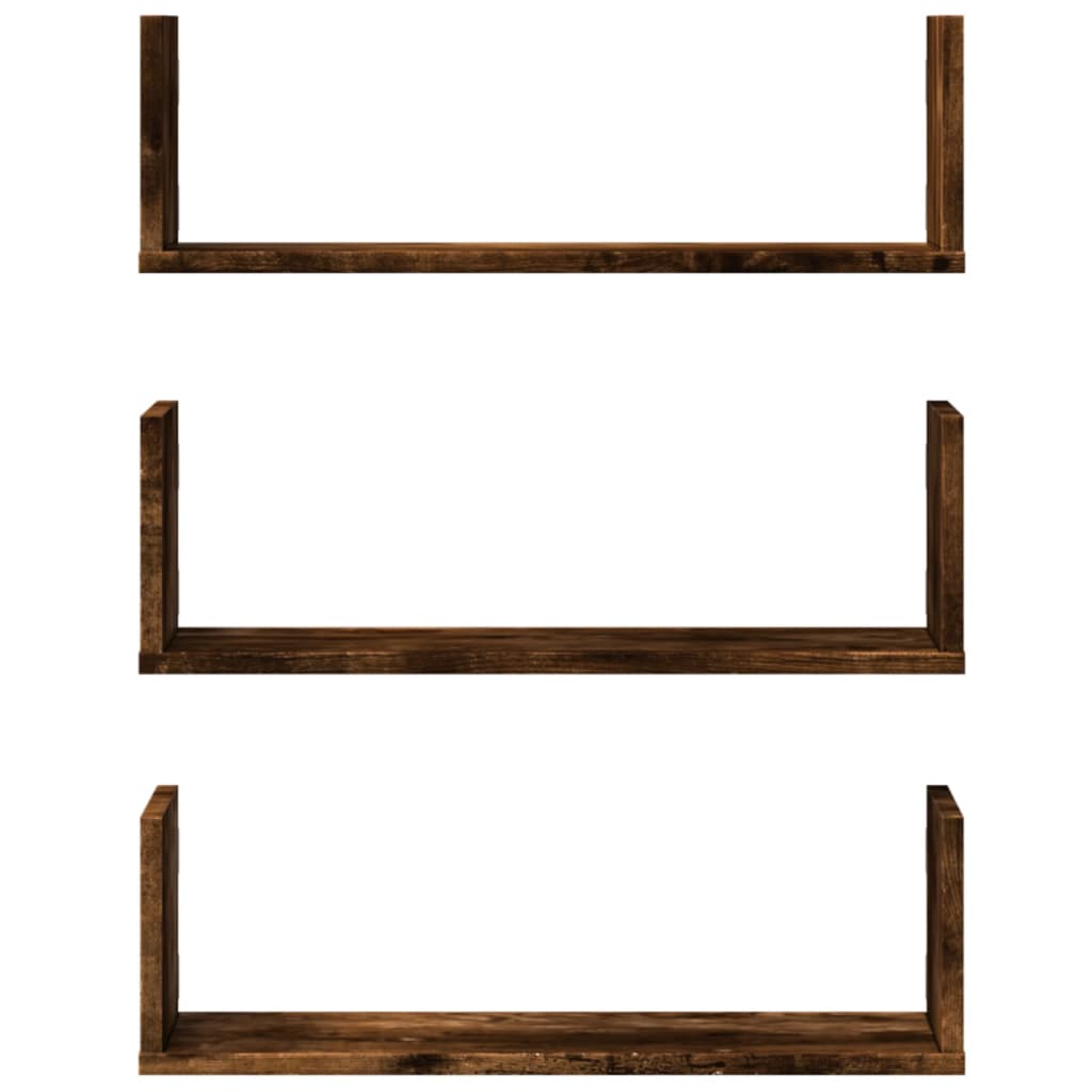 Wandschappen 3 st 58x18x18 cm bewerkt hout gerookt eikenkleurig is nu te koop bij PeponiXL, paradijselijk wonen!