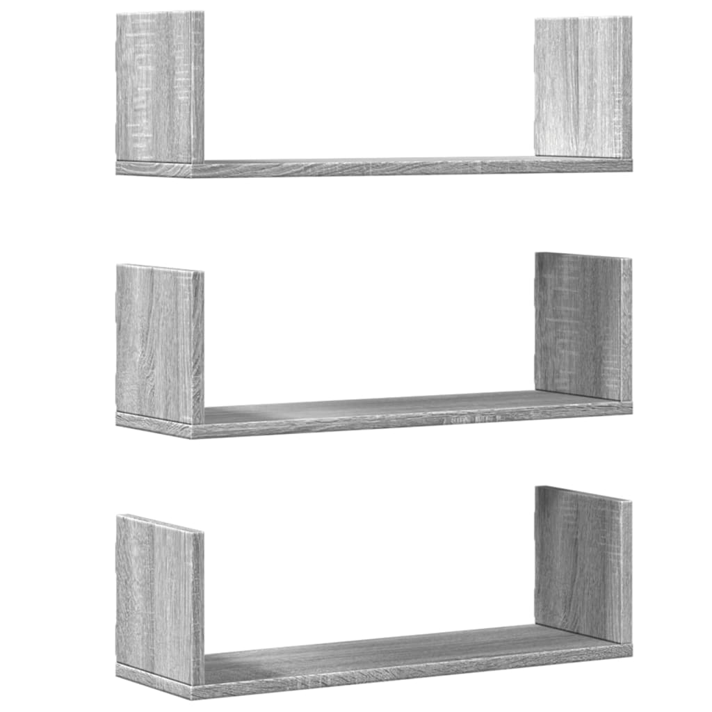 Wandschappen 3 st 58x18x18 cm bewerkt hout grijs sonoma eiken is nu te koop bij PeponiXL, paradijselijk wonen!