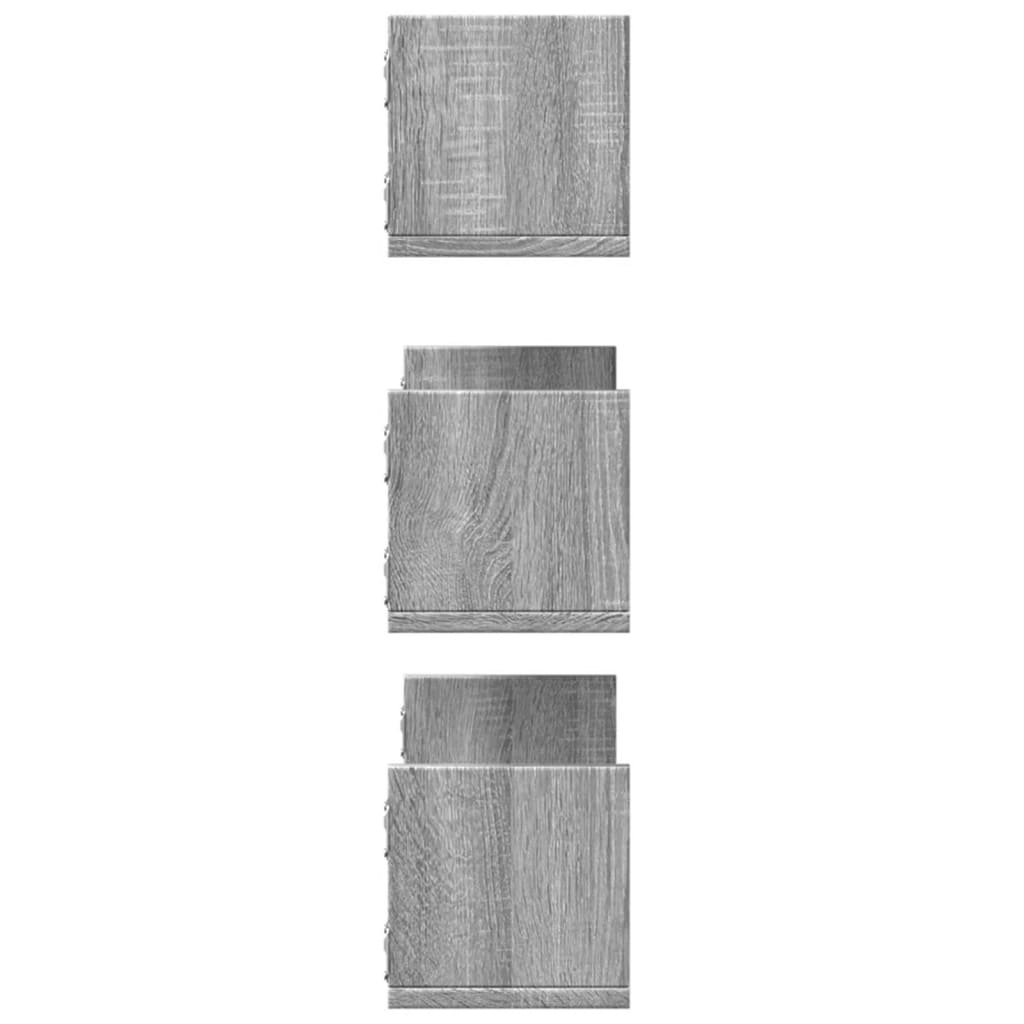 Wandschappen 3 st 58x18x18 cm bewerkt hout grijs sonoma eiken is nu te koop bij PeponiXL, paradijselijk wonen!