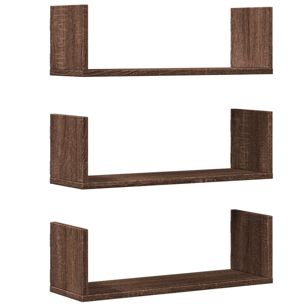 Wandschappen 3 st 58x18x18 cm bewerkt hout bruin eikenkleurig is nu te koop bij PeponiXL, paradijselijk wonen!