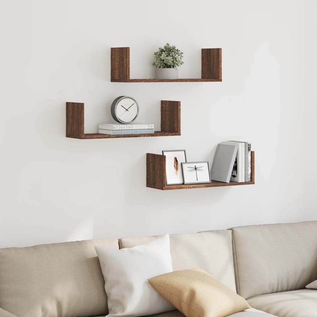 Wandschappen 3 st 58x18x18 cm bewerkt hout bruin eikenkleurig is nu te koop bij PeponiXL, paradijselijk wonen!