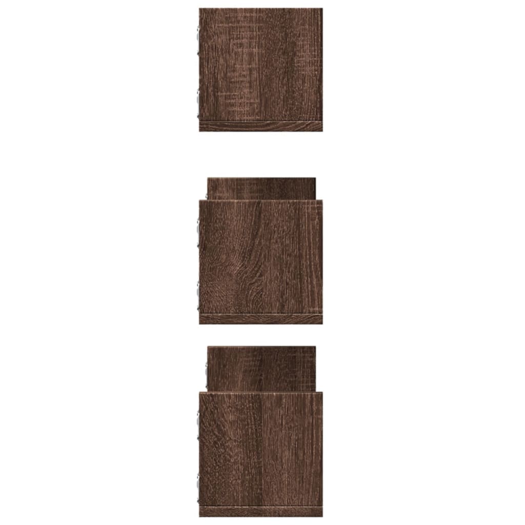 Wandschappen 3 st 58x18x18 cm bewerkt hout bruin eikenkleurig is nu te koop bij PeponiXL, paradijselijk wonen!