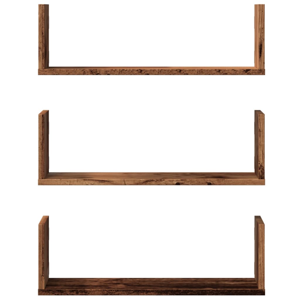 Wandschappen 3 st 58x18x18 cm bewerkt hout oud houtkleurig is nu te koop bij PeponiXL, paradijselijk wonen!