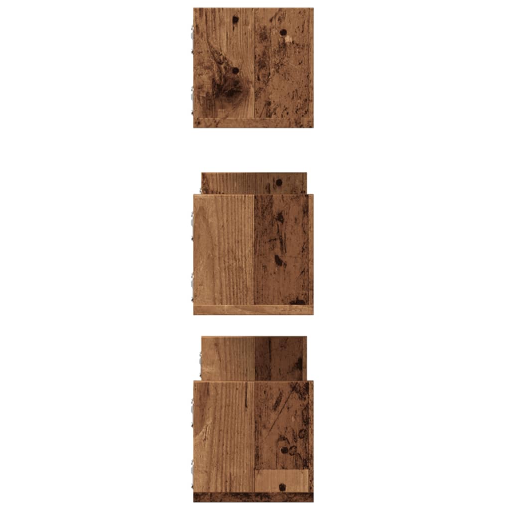 Wandschappen 3 st 58x18x18 cm bewerkt hout oud houtkleurig is nu te koop bij PeponiXL, paradijselijk wonen!