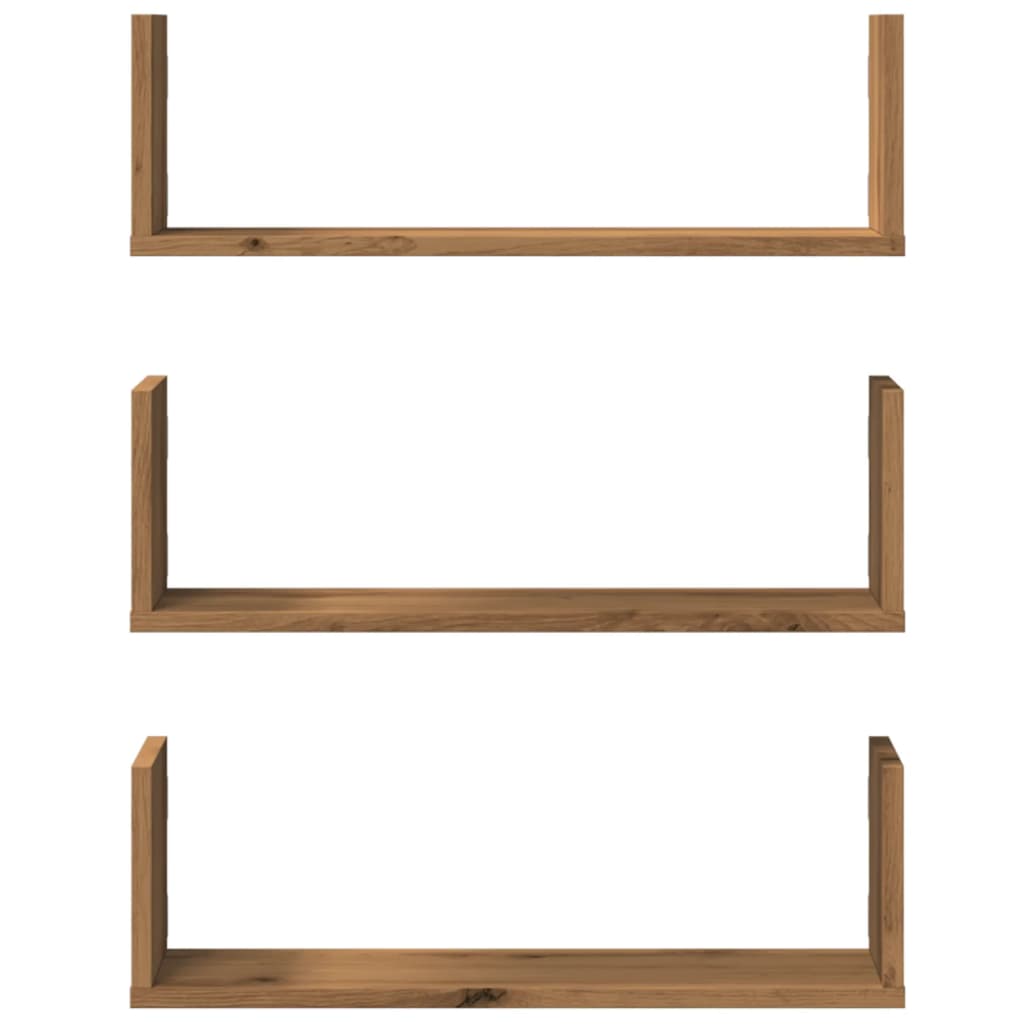 Wandschappen 3 st 58x18x18 cm bewerkt hout artisanaal eiken is nu te koop bij PeponiXL, paradijselijk wonen!