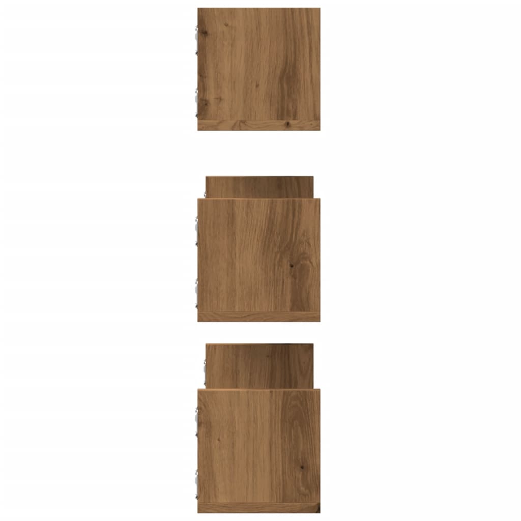 Wandschappen 3 st 58x18x18 cm bewerkt hout artisanaal eiken is nu te koop bij PeponiXL, paradijselijk wonen!