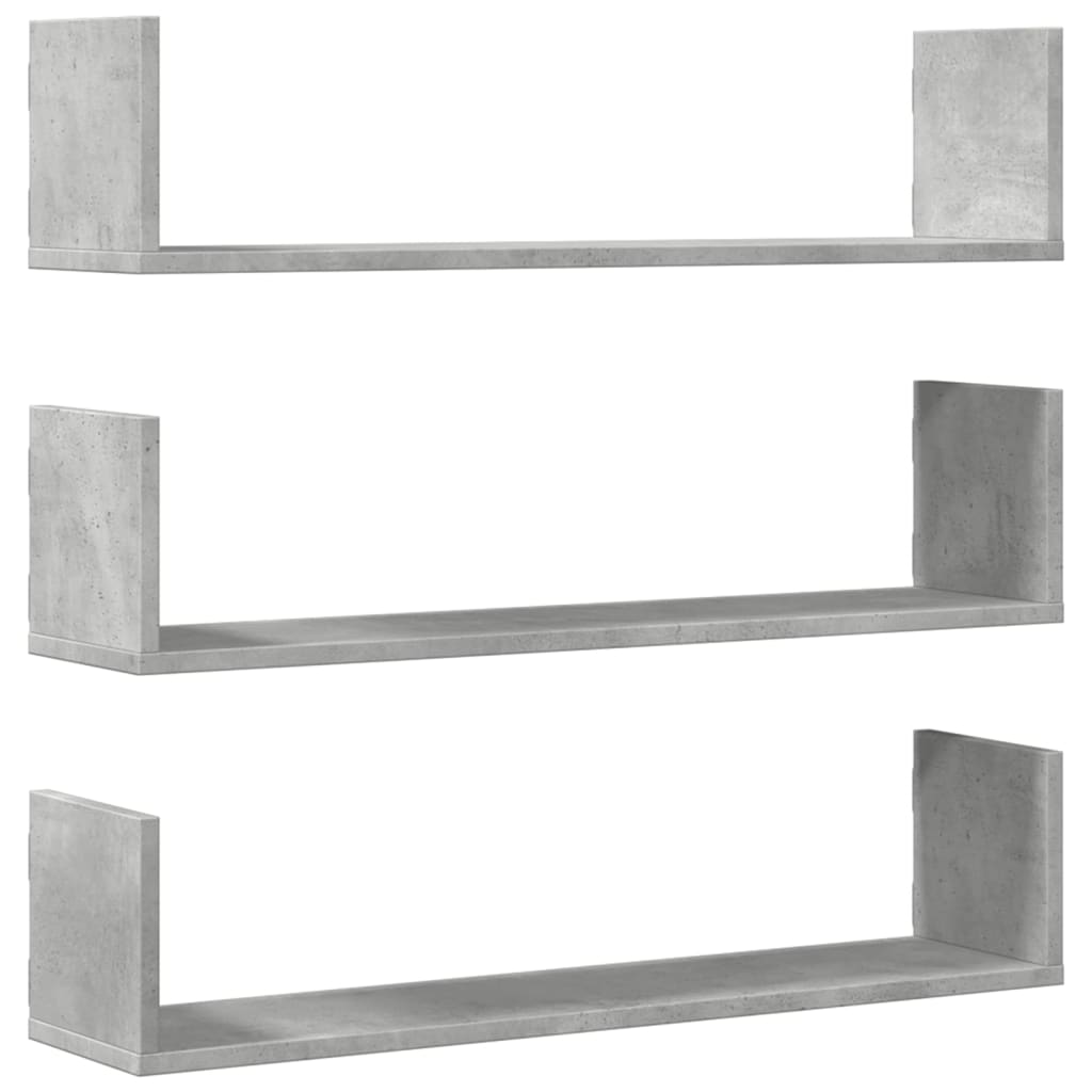 Wandschappen 3 st 80x18x18 cm bewerkt hout betongrijs is nu te koop bij PeponiXL, paradijselijk wonen!