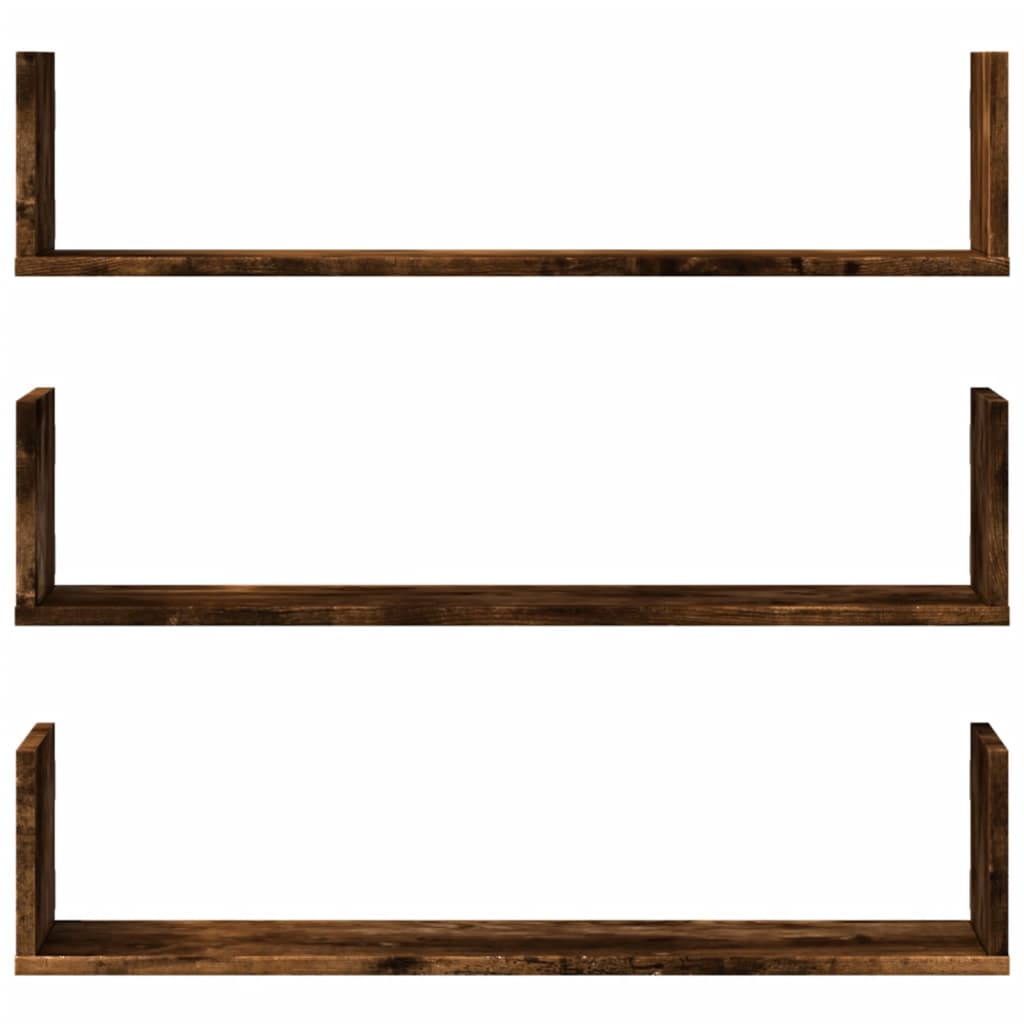 Wandschappen 3 st 80x18x18 cm bewerkt hout gerookt eikenkleurig is nu te koop bij PeponiXL, paradijselijk wonen!