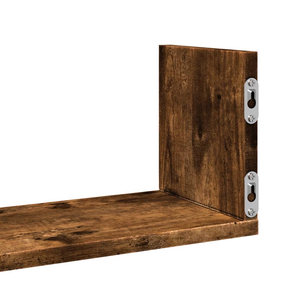 Wandschappen 3 st 80x18x18 cm bewerkt hout gerookt eikenkleurig is nu te koop bij PeponiXL, paradijselijk wonen!